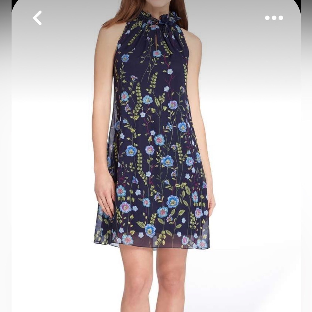 Tahari floral chiffron floral cottagecore shift‎ dress woman sz 4